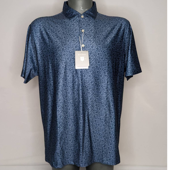 Hickey Freeman Other - Hickey Freeman Short Sleeve Polo Stretch Wicking Golf Shirt Mens Floral Navy L